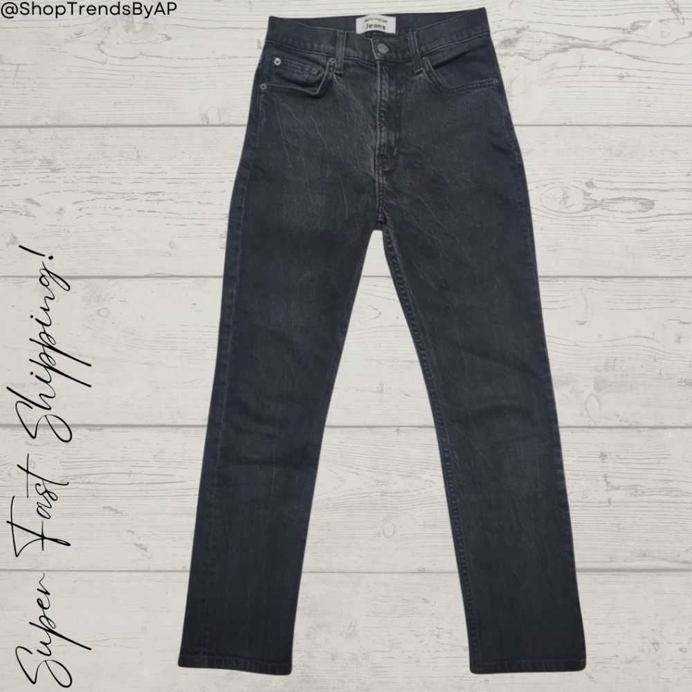 Reformation Liza Ultra High Waisted Straight Leg Crop Jeans